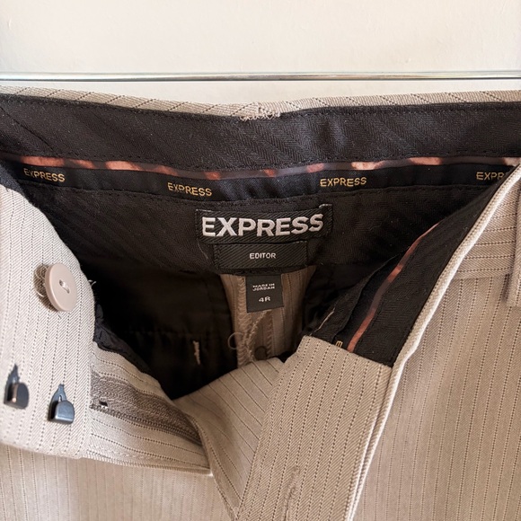 Express Editor Light Taupe Pinstripe Dress Pants - Picture 4 of 7